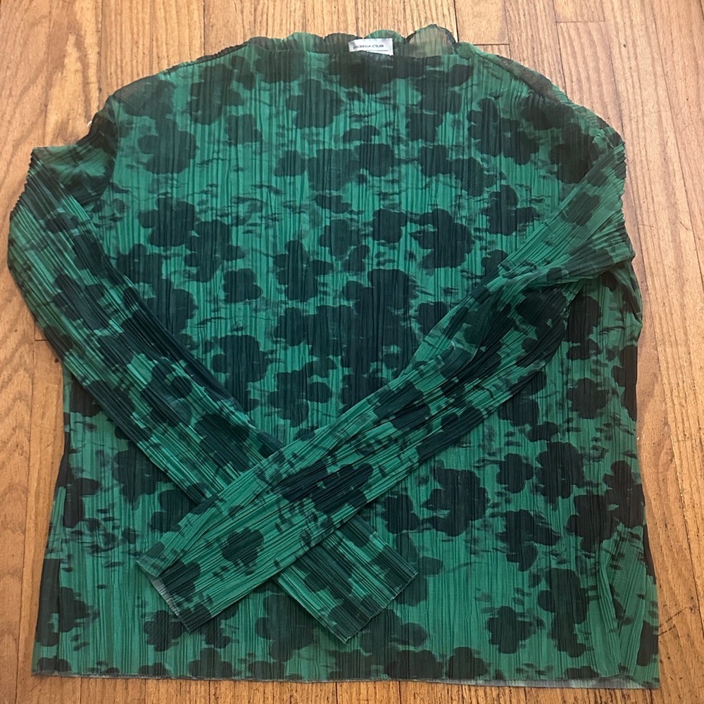 & Other Stories Green Floral Blouse, mesh